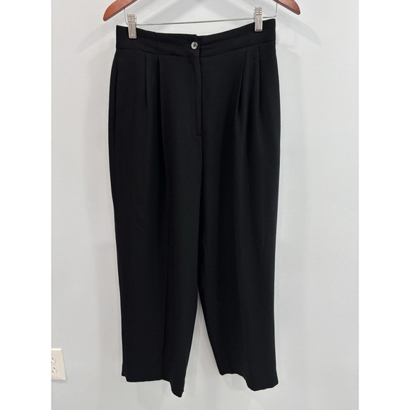 Liz Claiborne Black Lined Dress Pants Size 10 High Rise Pleated Trousers Career - Picture 5 of 12